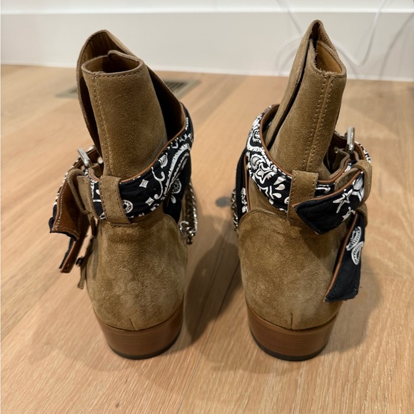 AMIRI Tan Suede Boots with Black Bandana Detail main image 8